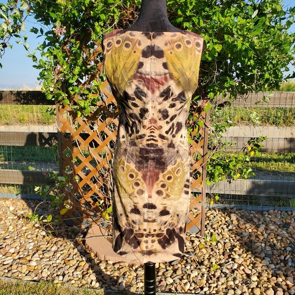 Connected Apparel Butterfly Camouflage Animal Print Women's Dress Size 8 EUC - Picture 8 of 9